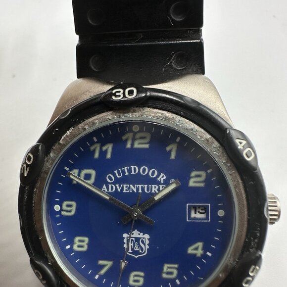 Field & Stream Watch Men Silver Tone Blue Dial Black Band New Battery 9” - Picture 3 of 16